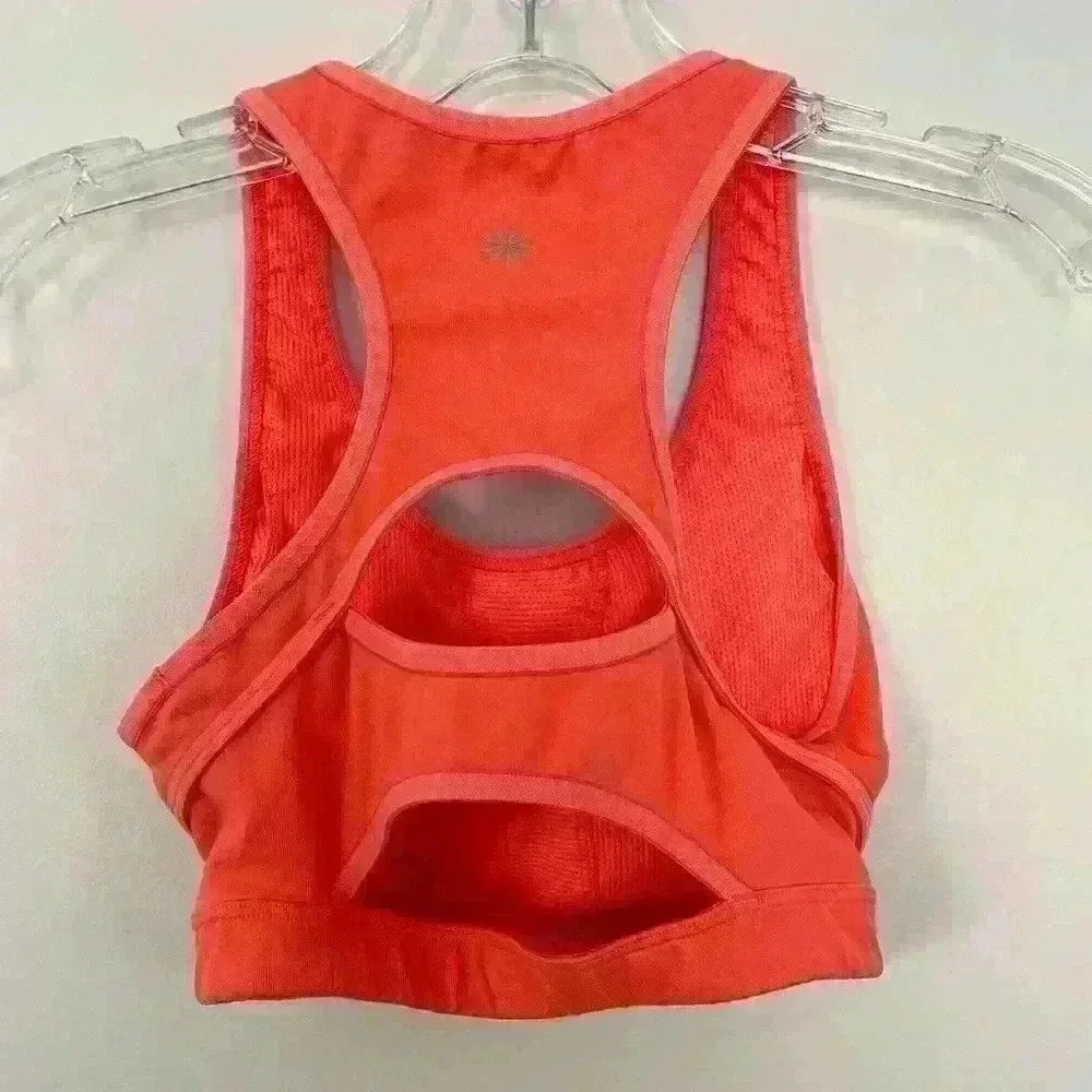 Athleta Triple Dare Racerback Sports Bra Size XS Extra Small Orange - Picture 2 of 4